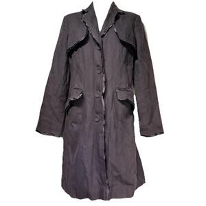 Cote Femme Linen Button Front Trench Coat Size 4